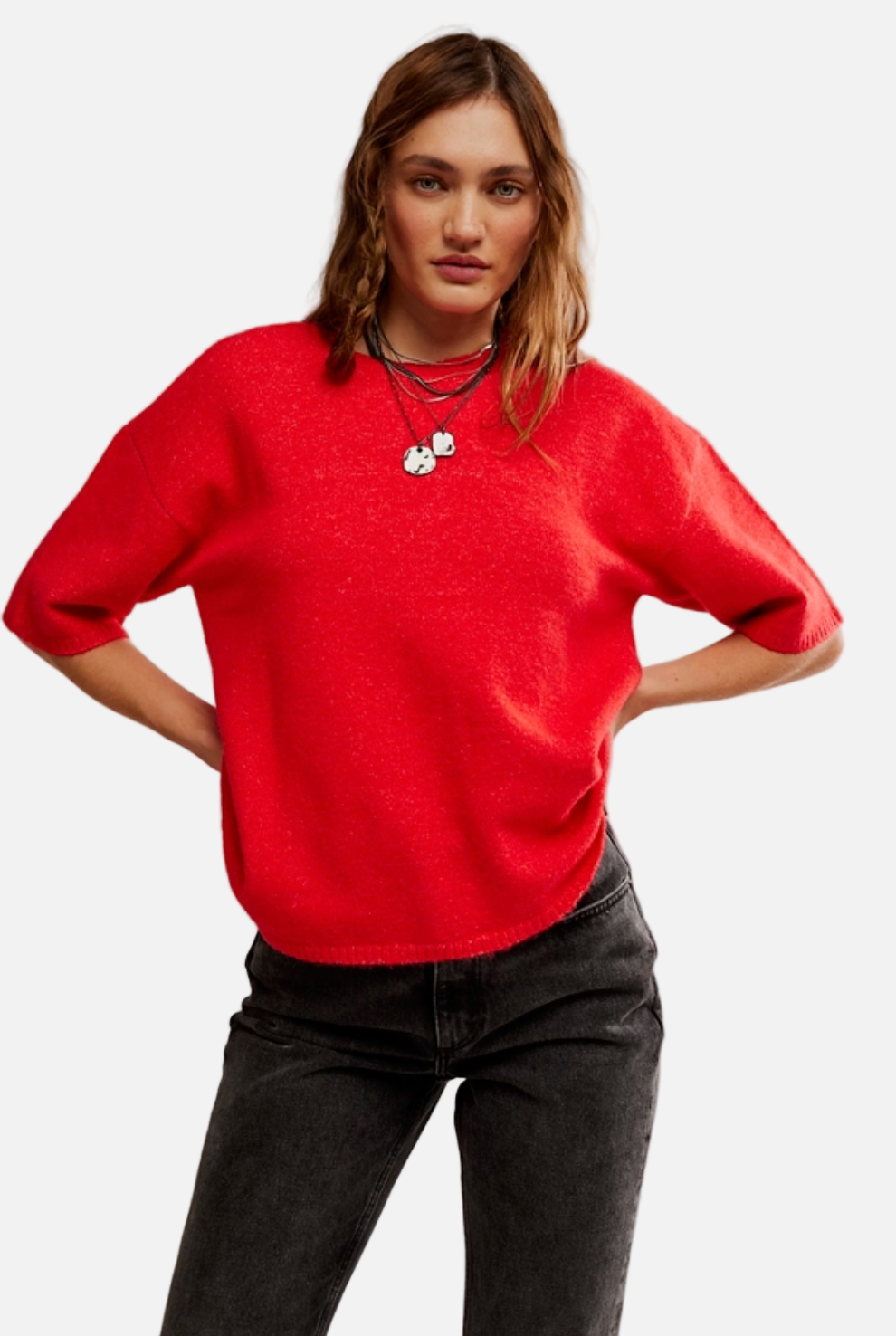 Margot Sweater Tee in Cherry Pop Melange