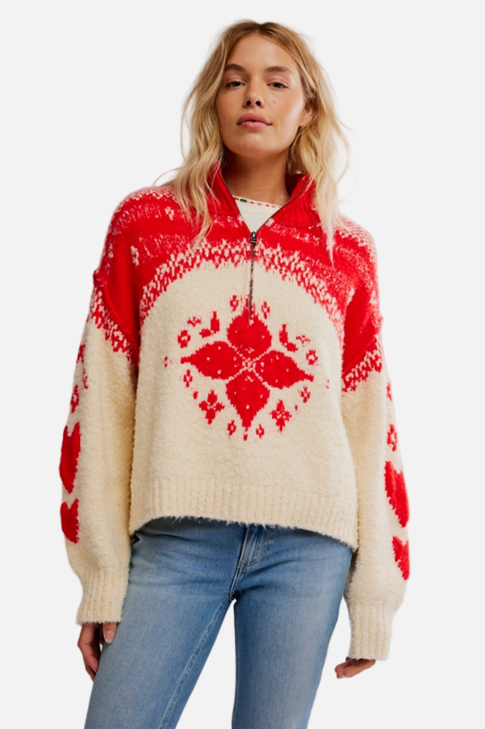 Mythical Sweater in Vanilla Scarlet Combo