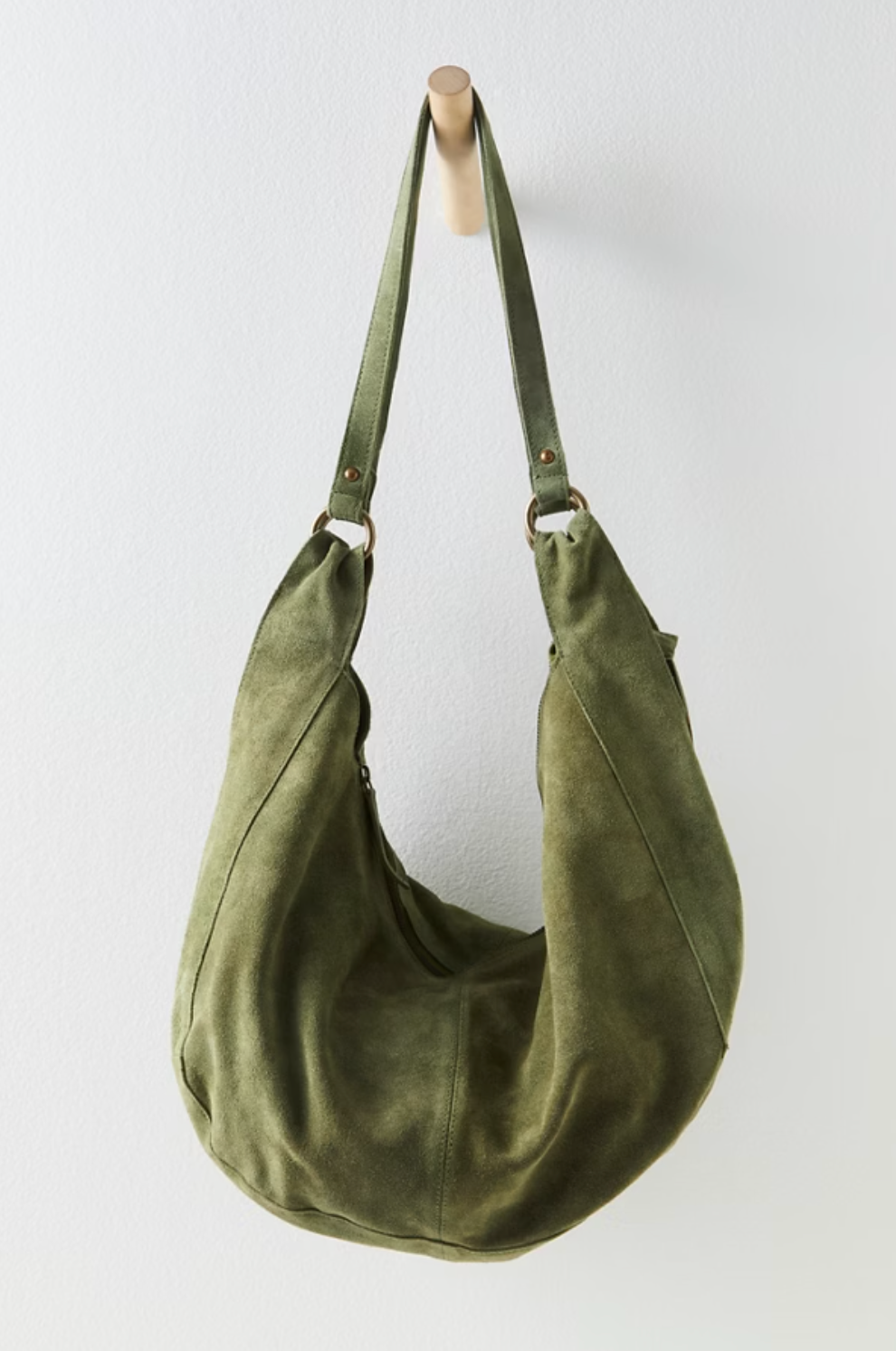 Roma Suede Tote in Olive Moss