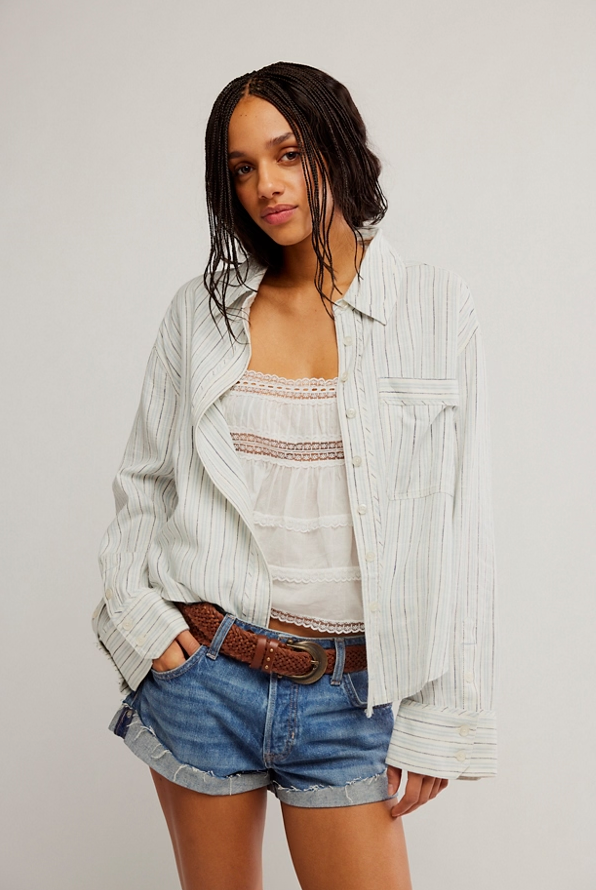 Striped Linen Laurel in Ivory Combo
