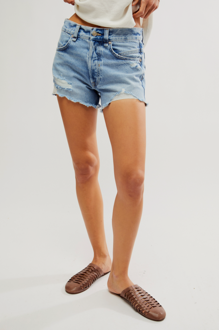Now or Never Denim Short in Moon Child