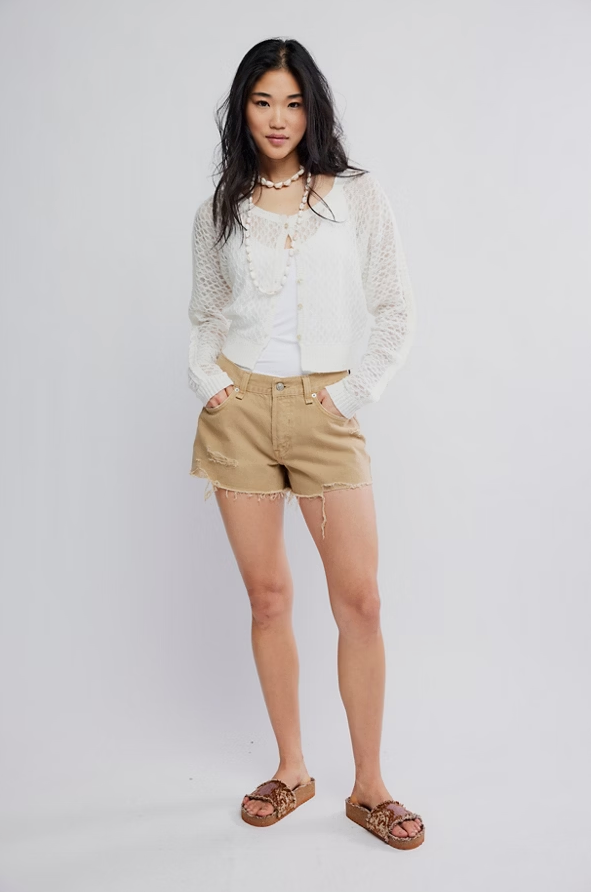 Now or Never Denim Short in Oat Latte