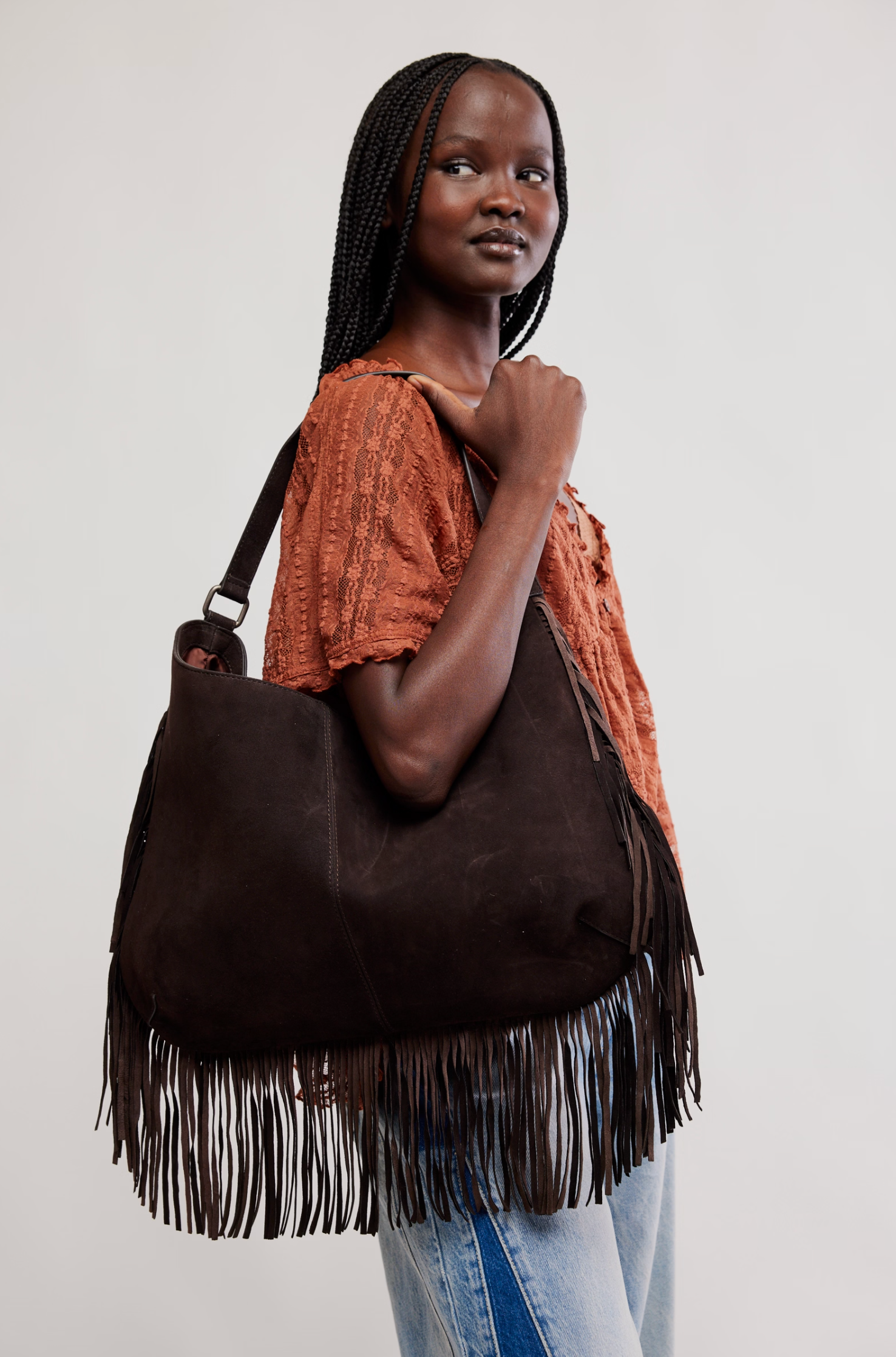 Finn Fringe Shoulder Bag - Espresso