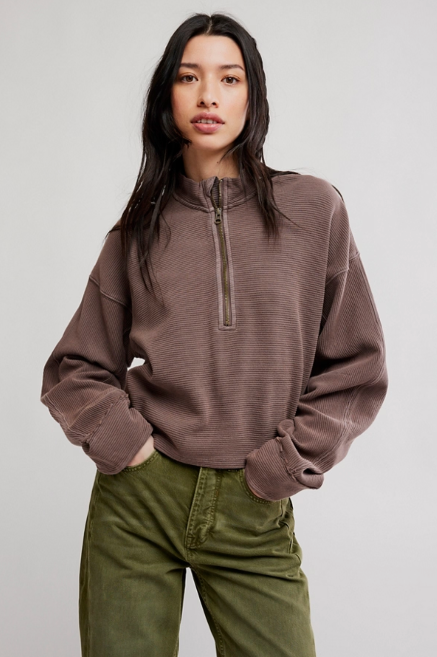 Celeste Quarter Zip in Mochachinno