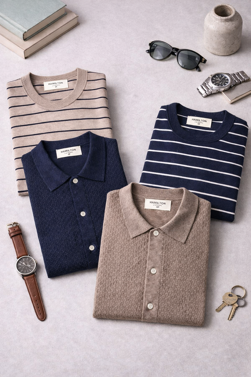 The Mauro Basket Weave Polo - Navy Heather