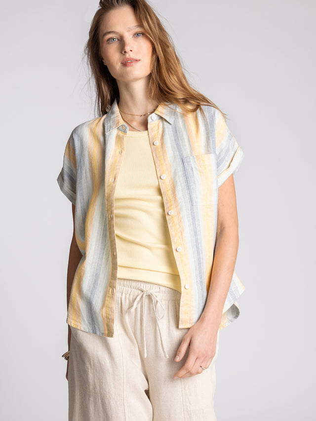 Bennie Shirt - Vanilla Blue Multi Stripe