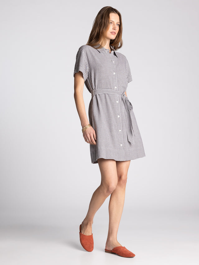Caelis Dress - Charcoal Gingham