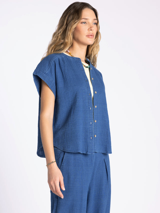Novalie Top - Washed Blue Denim