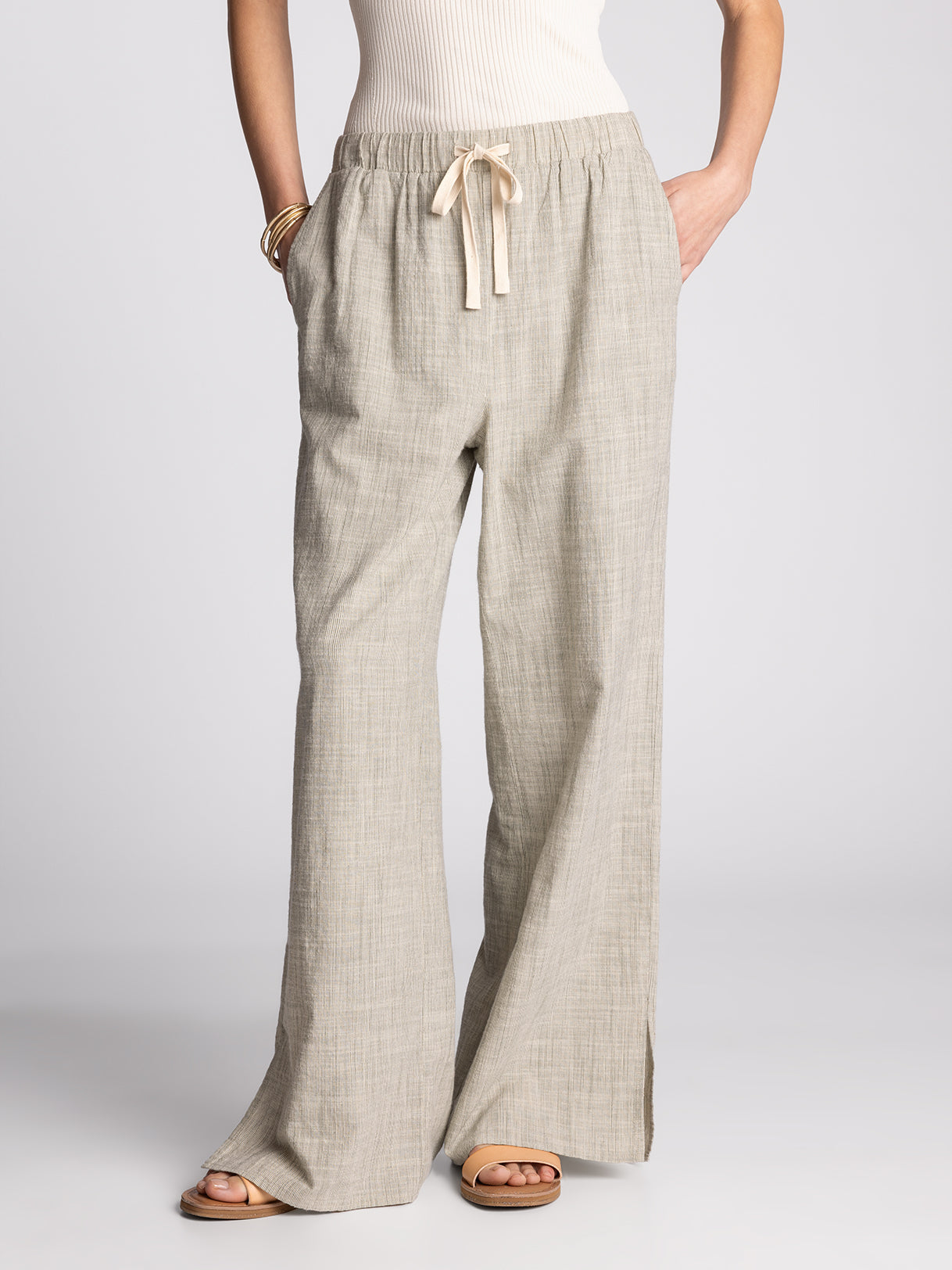 Sable Pants - Ivory Forest Green Stripe