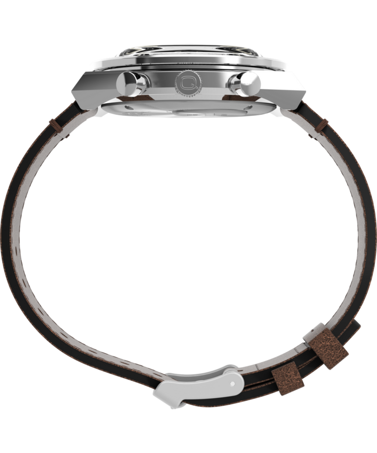 Q Timex® Chronograph 40mm Leather Strap Watch - Brown