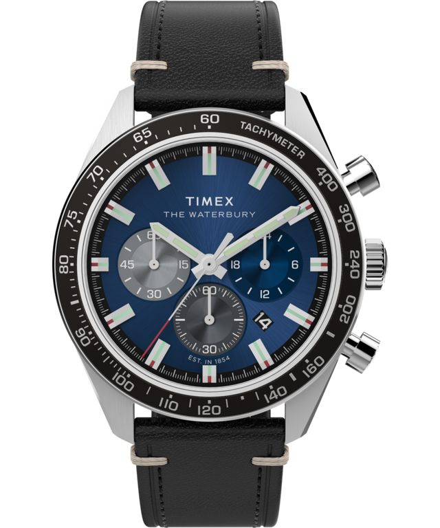 Waterbury Traditional Chronograph - 41mm Leather Strap Watch - Blue