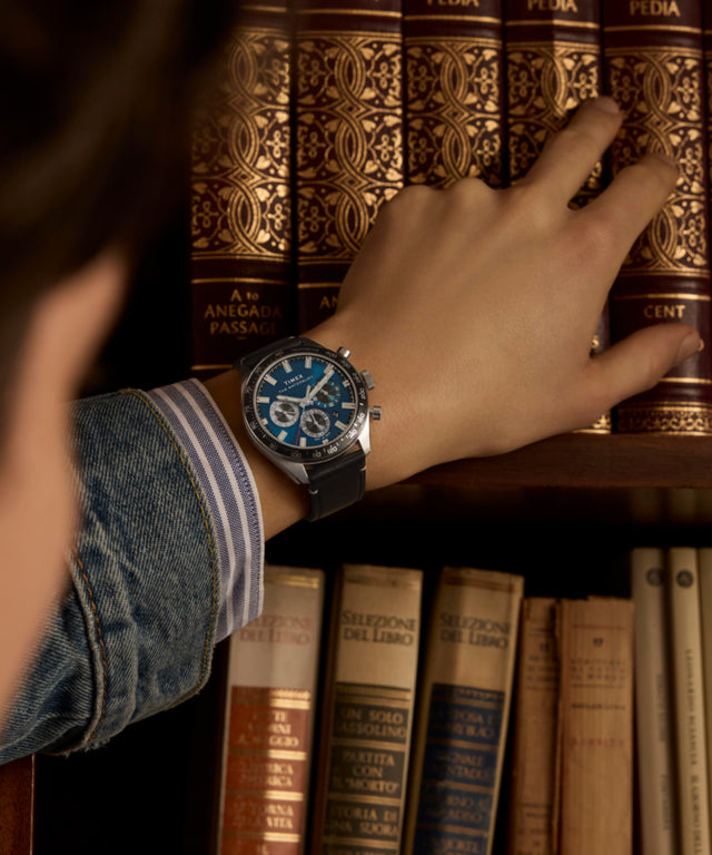 Waterbury Traditional Chronograph - 41mm Leather Strap Watch - Blue