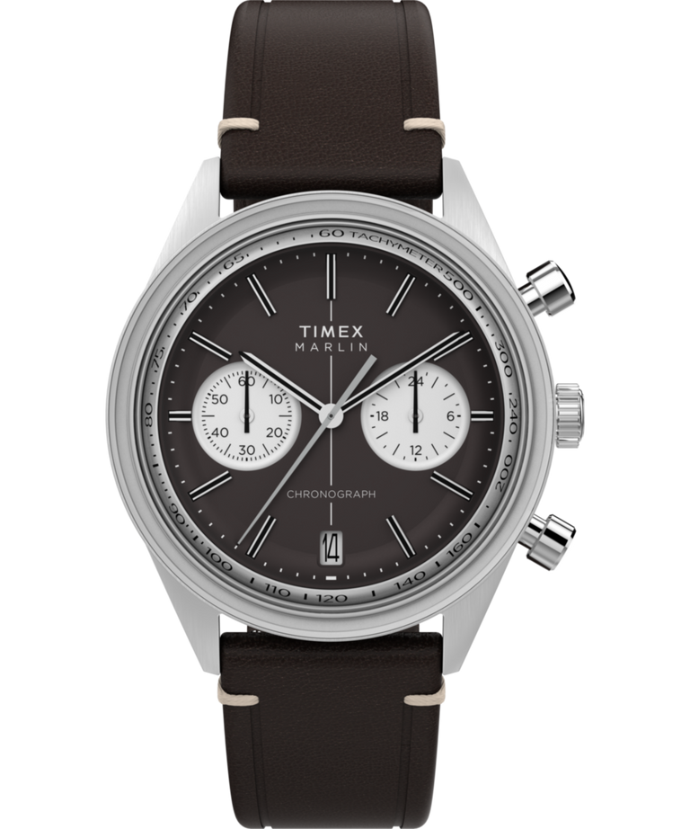 Marlin® Jet Quartz Chronograph 40mm Leather Strap Watch - Brown
