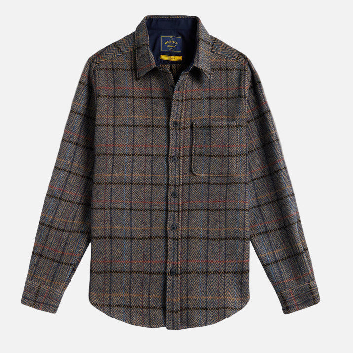 Plaid shirt with a collar on a white background