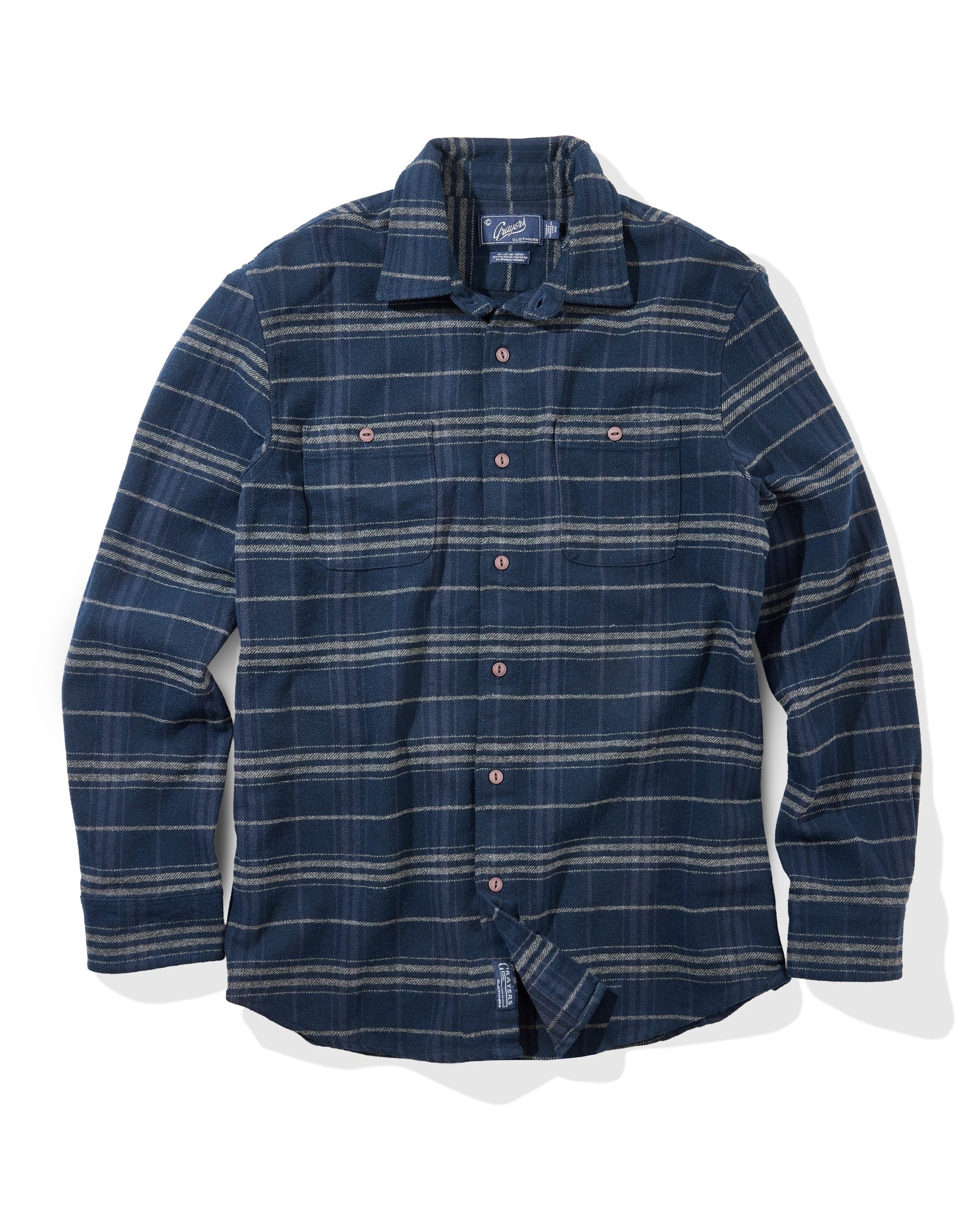 Colorado Midweight Flannel - Navy Stripe