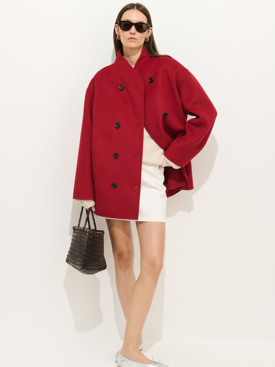 Sophia Coat in Wool - Red