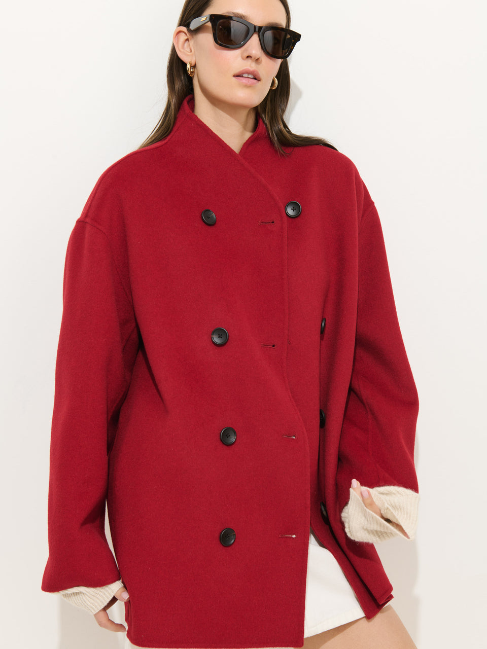 Sophia Coat in Wool - Red