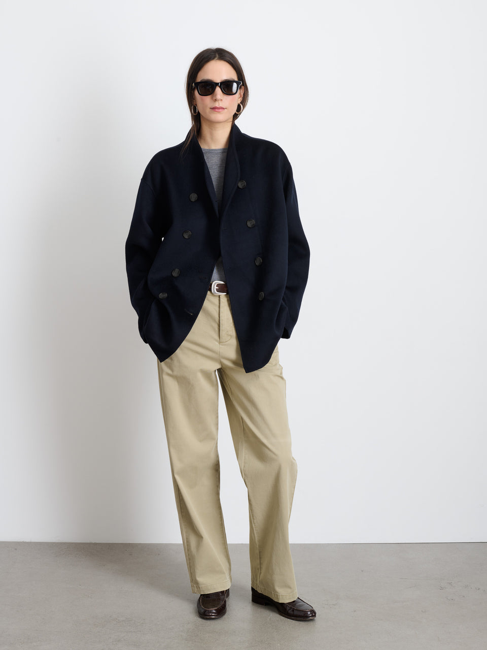 Sophia Coat in Wool - Dark Navy