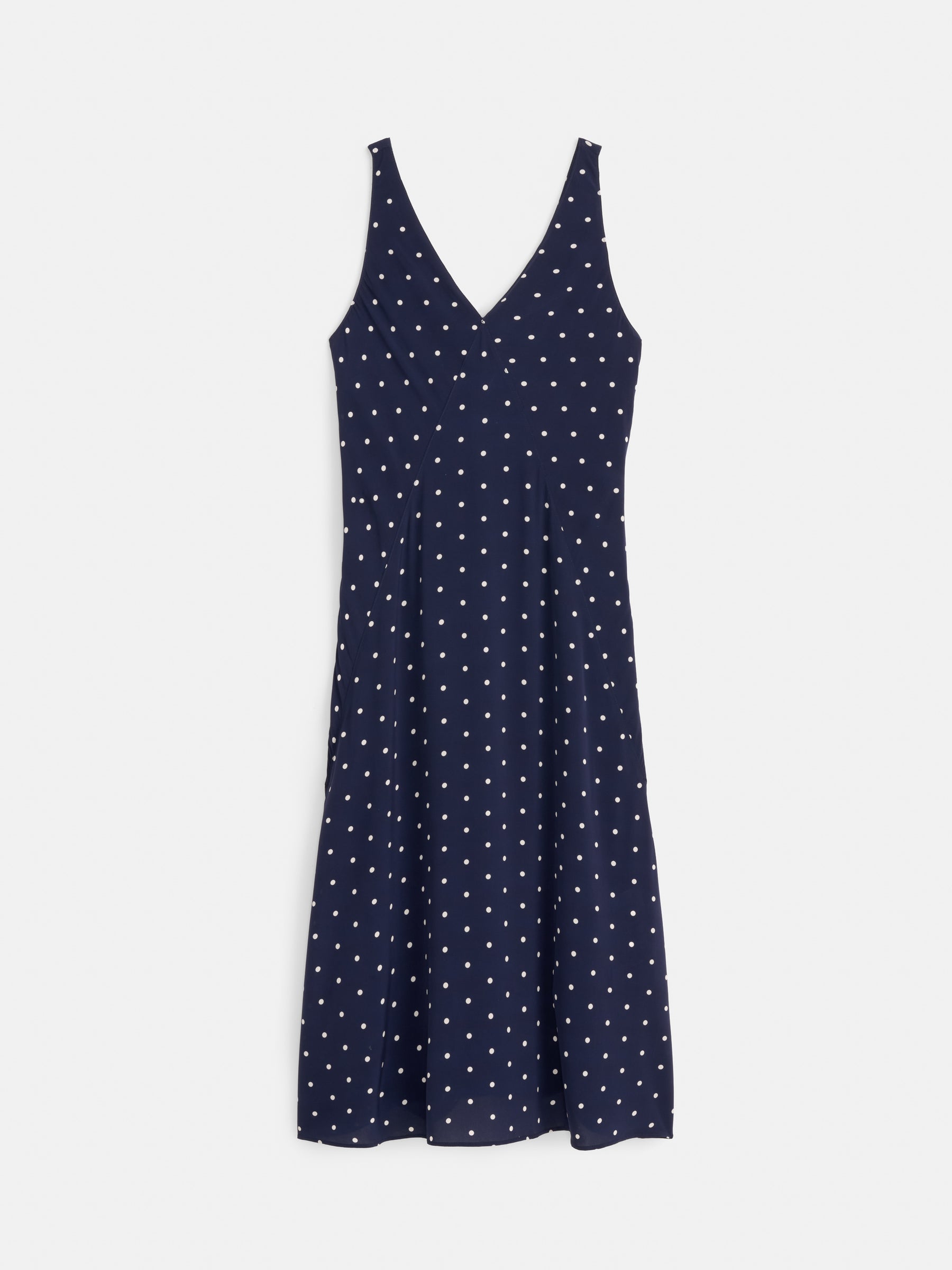 Flora Dress in Polka Dot - Navy / White