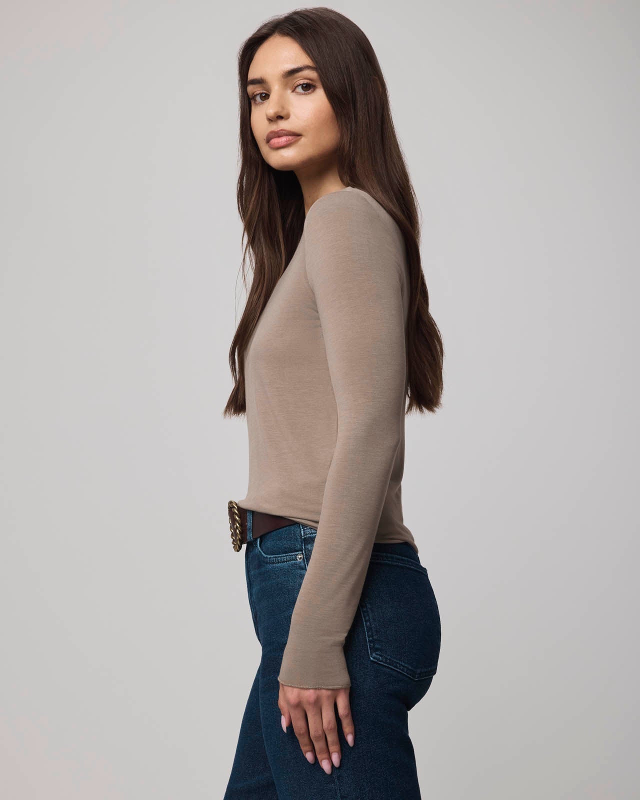 Bamboo LS Tee - Cedar Brown