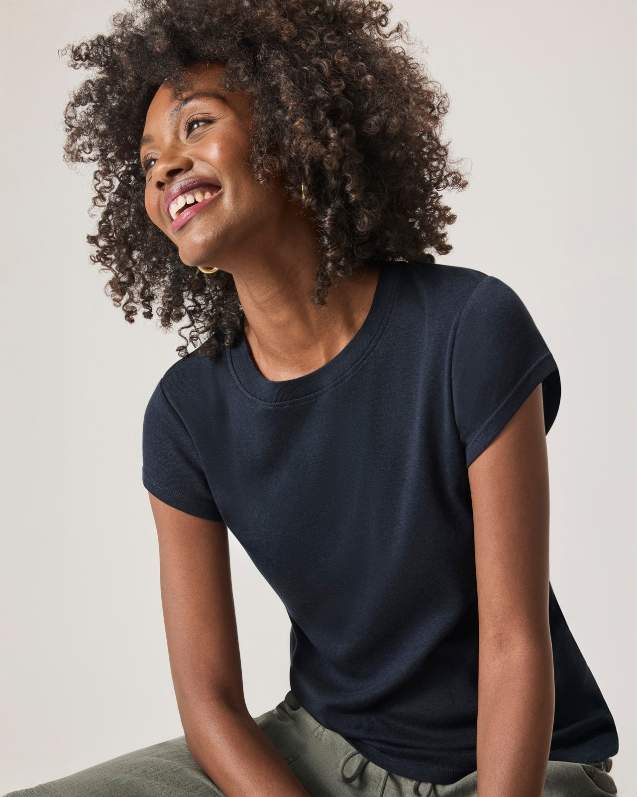 Faye Crewneck Tee - Navy