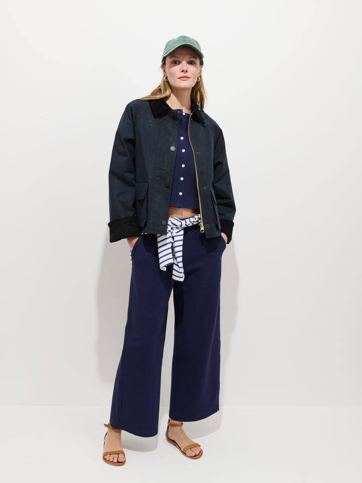 Chiltern Cropped Jacket in Waxed Cotton Navy