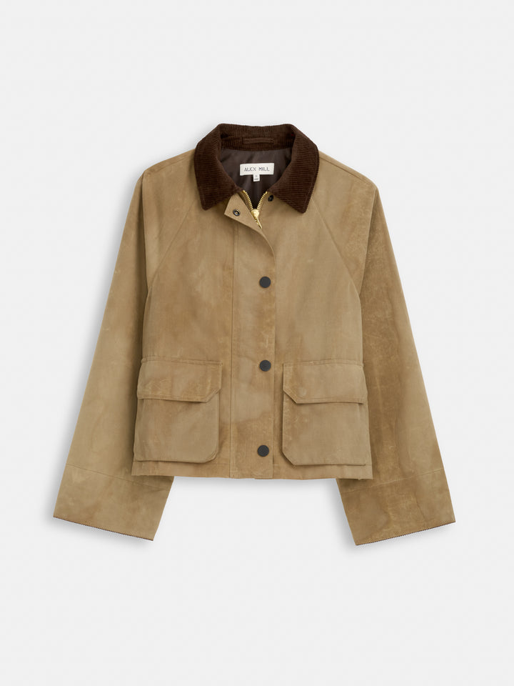 Chiltern Cropped Jacket in Waxed Cotton Vintage Khaki