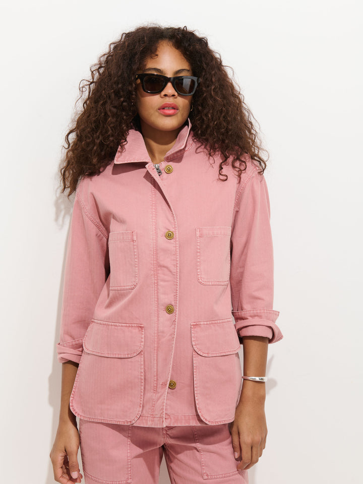Painter Jacket in Herringbone - Ash Rose