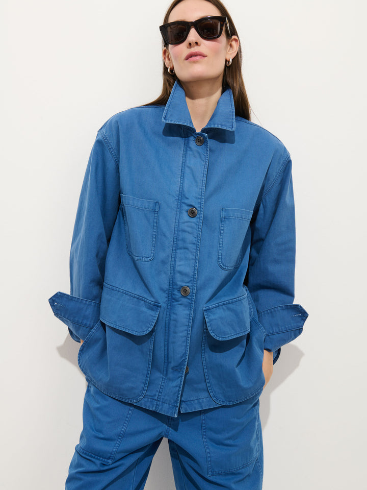 Painter Jacket in Herringbone - Washed Cobalt