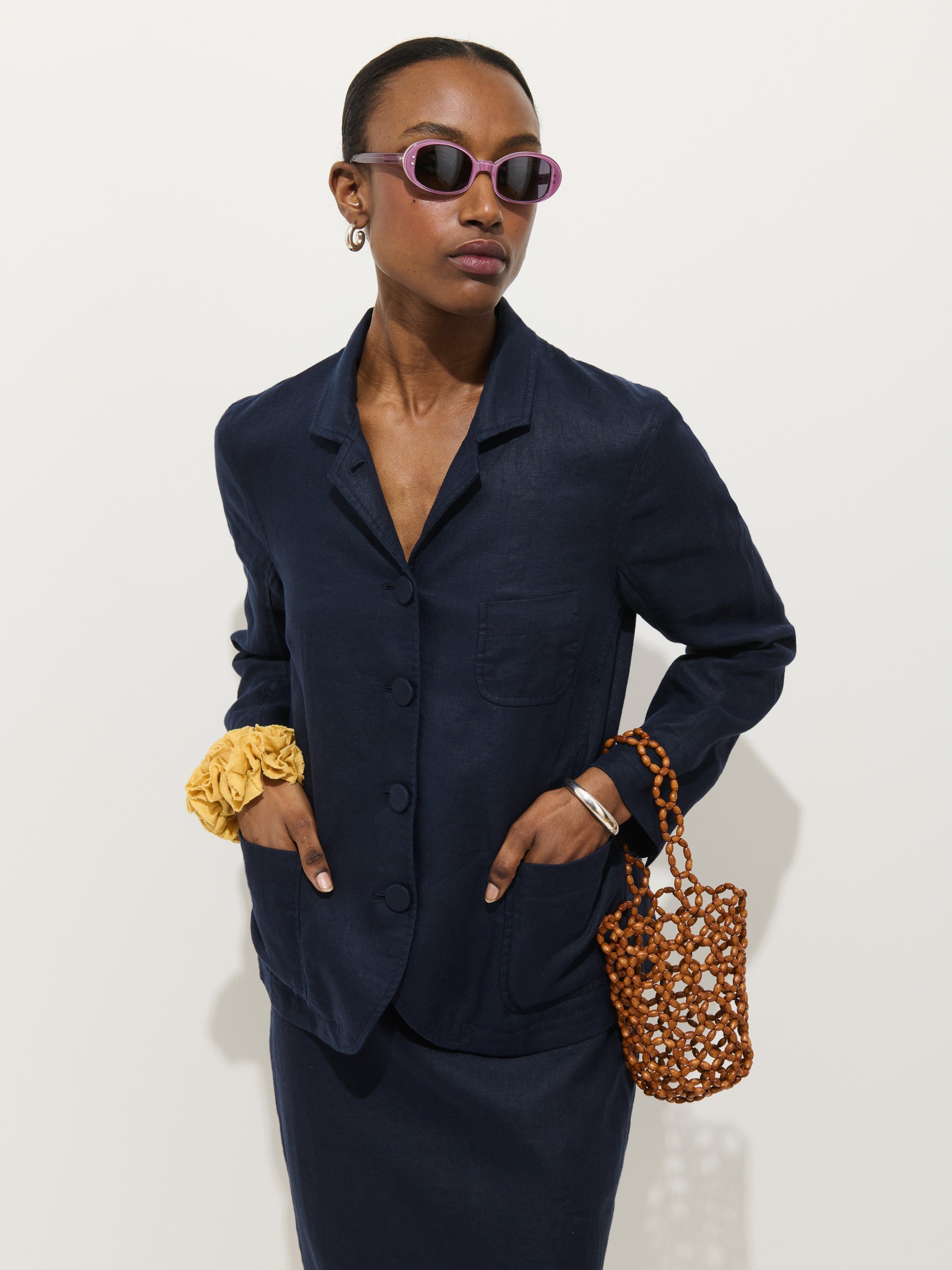 Lafayette Jacket in Linen - Navy