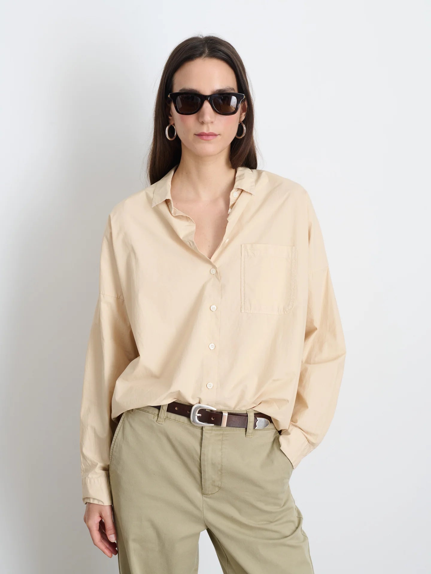 Jo Shirt in Cotton Poplin - Almond Milk