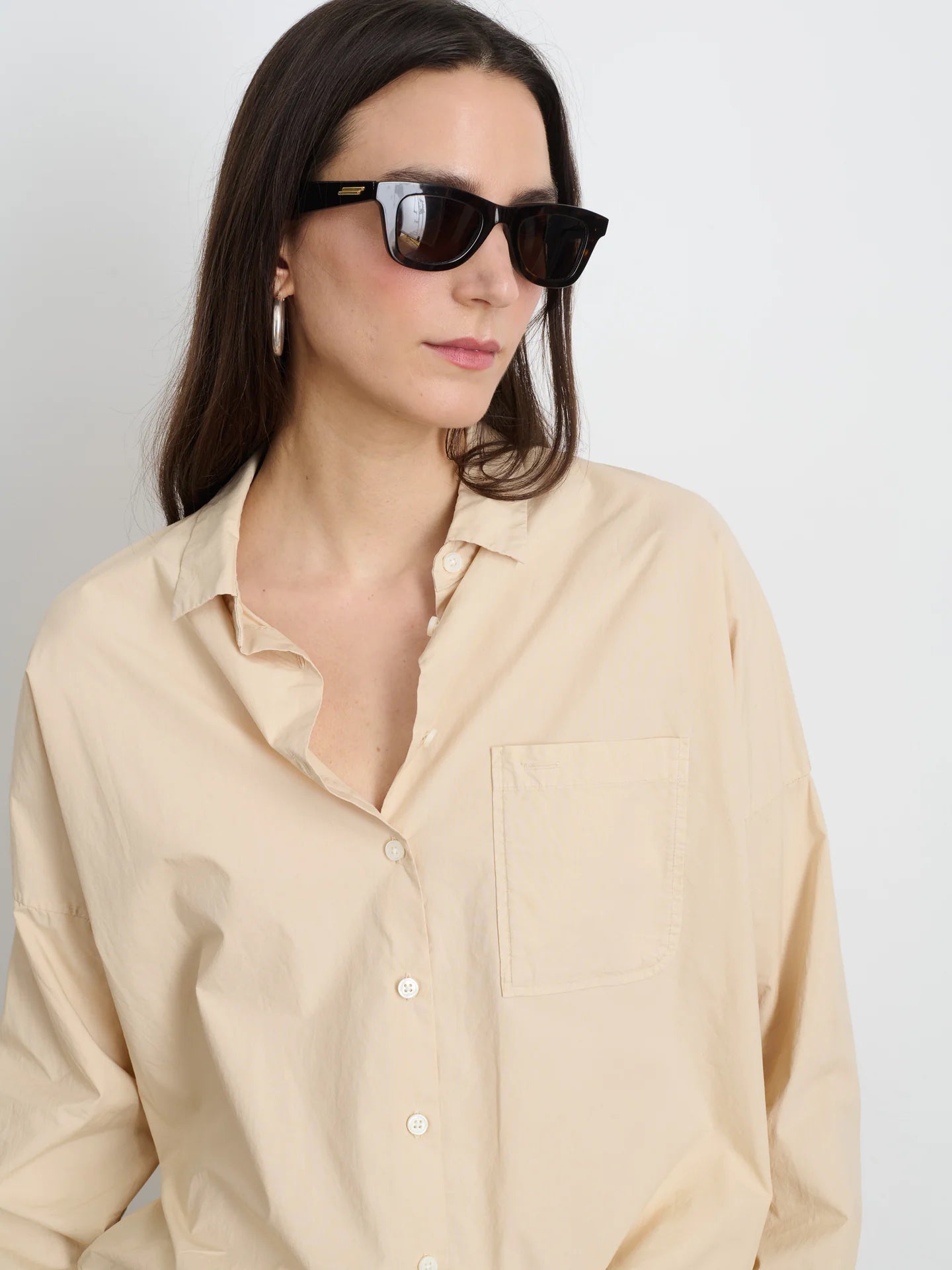 Jo Shirt in Cotton Poplin - Almond Milk