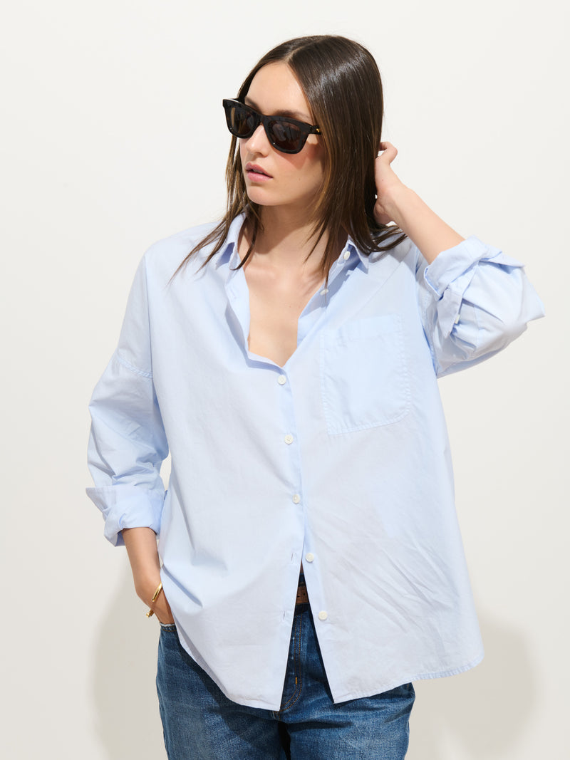 Jo Shirt in Cotton Poplin - Calm Blue