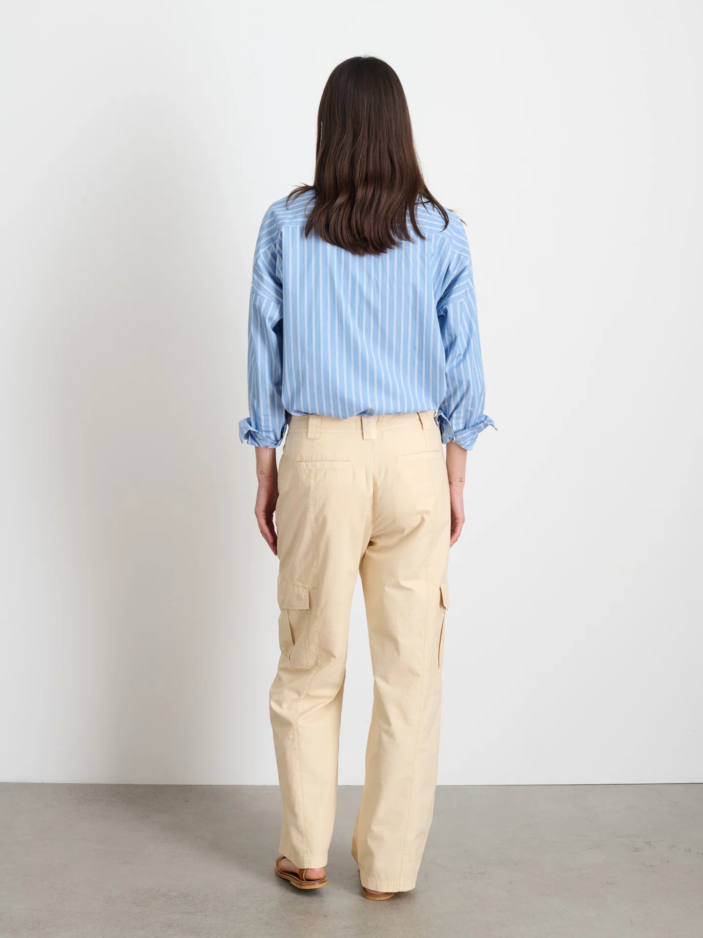 Jo Shirt in Striped Poplin - Blue Stripe