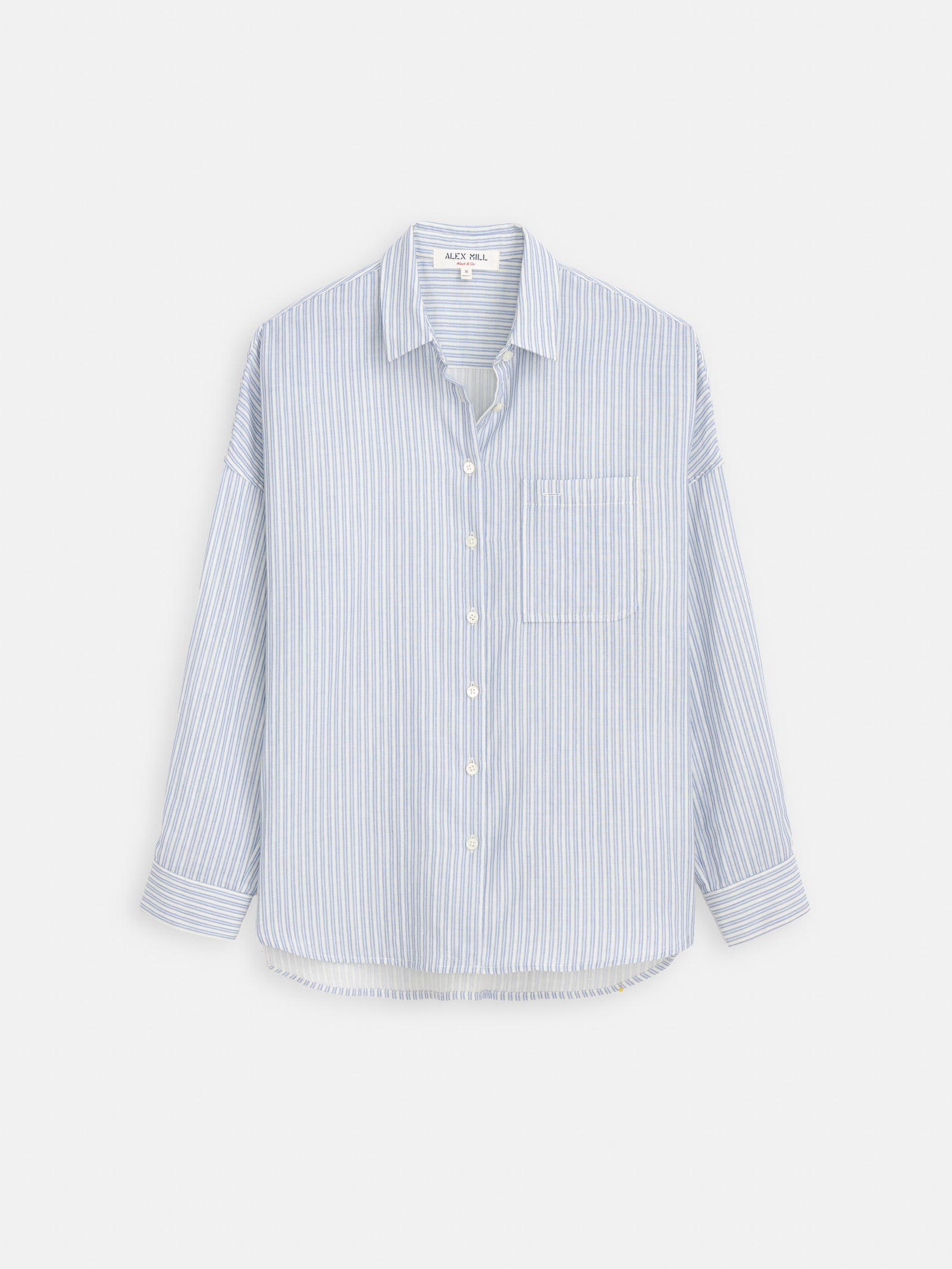 Jo Shirt in Double Gauze - Ivory/Blue Stripe