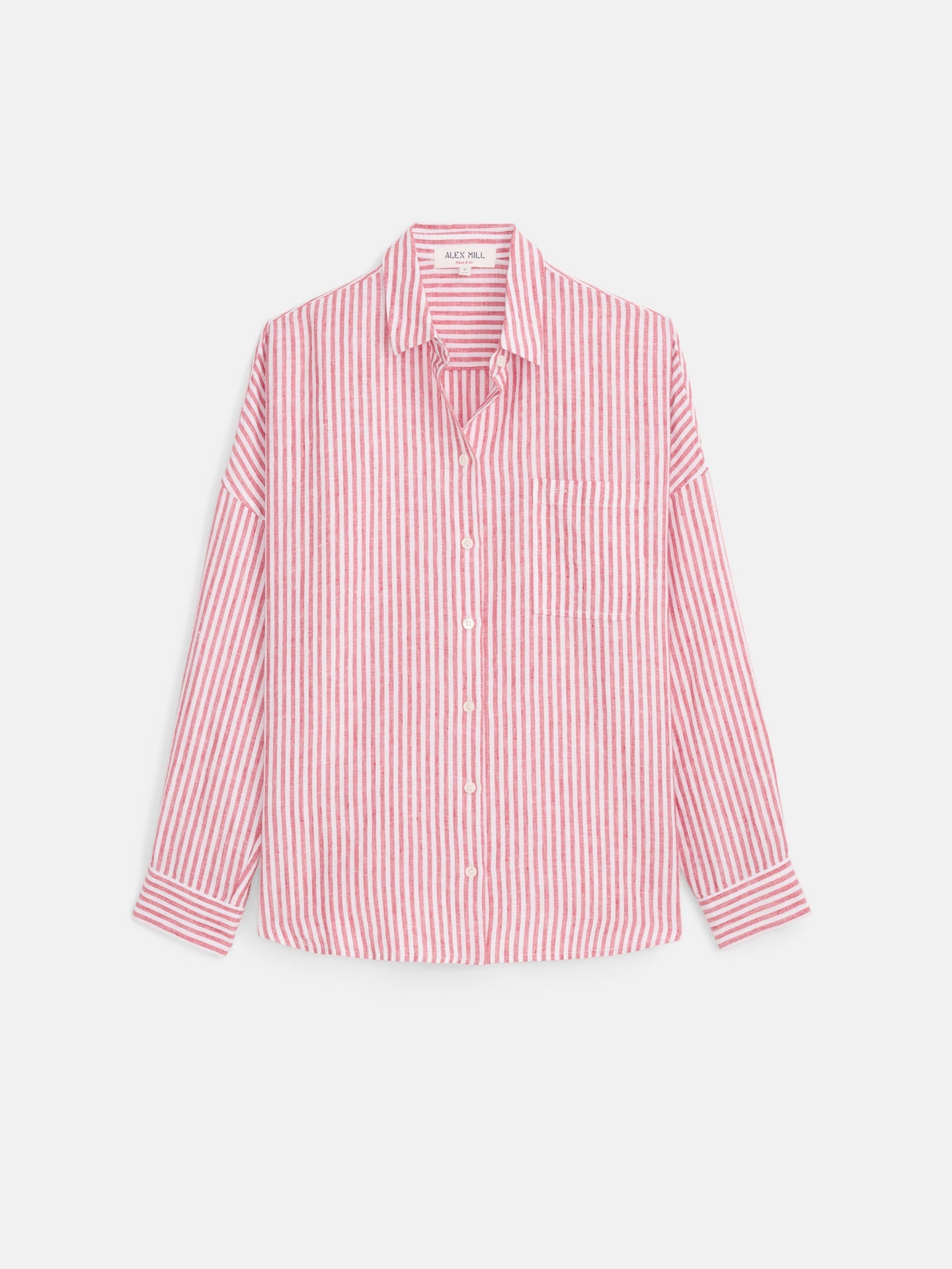 Jo Striped Shirt in Linen - Chili / Ivory