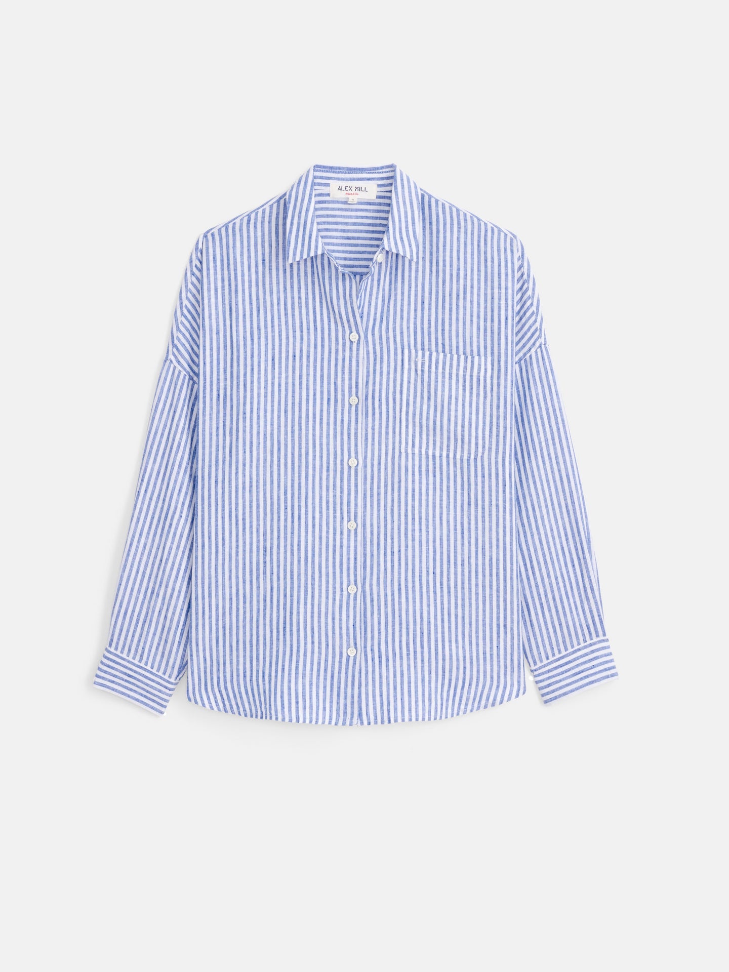 Jo Shirt Striped Shirt in Linen - Ocean / Ivory