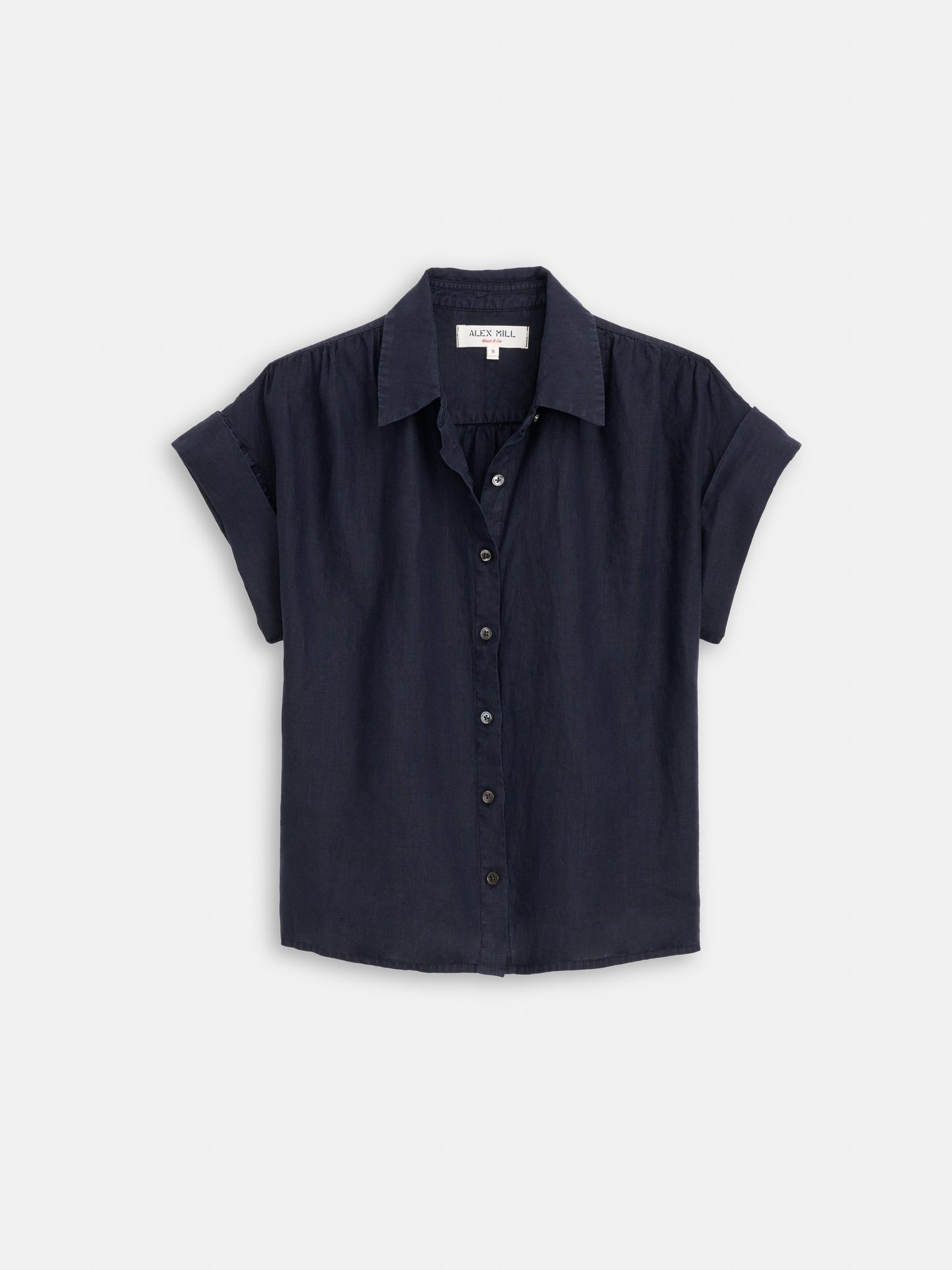 Maddie Blouse in Linen - Dark Navy