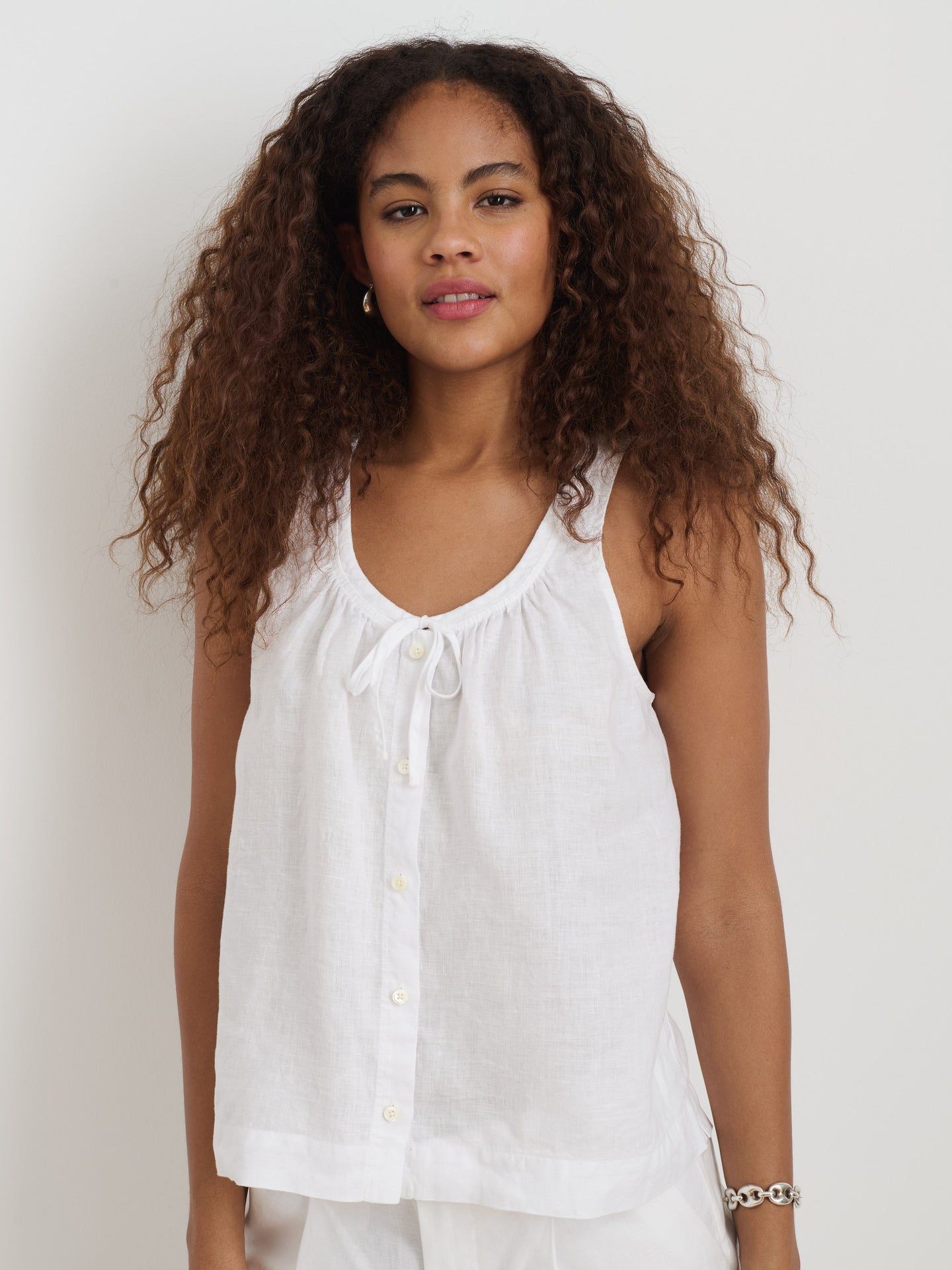 Sidney Tank in Linen - White