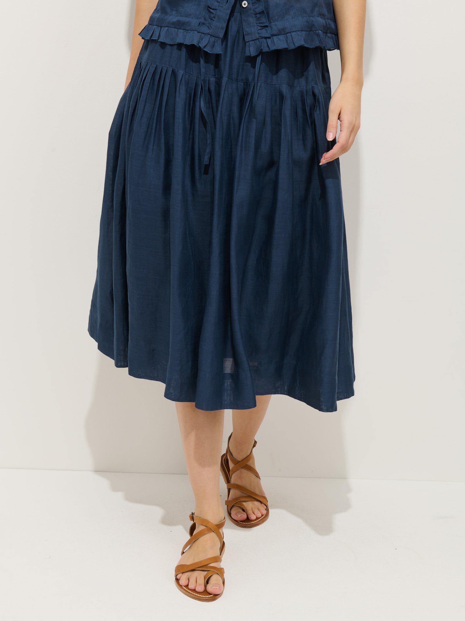 Brittany Skirt in Ramie - Navy