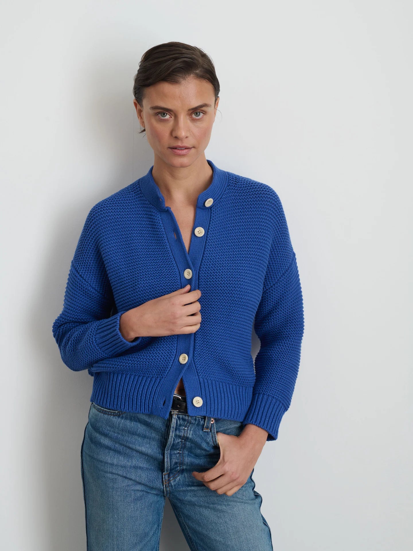 Nico Cardigan in Cotton - Cosmic Blue