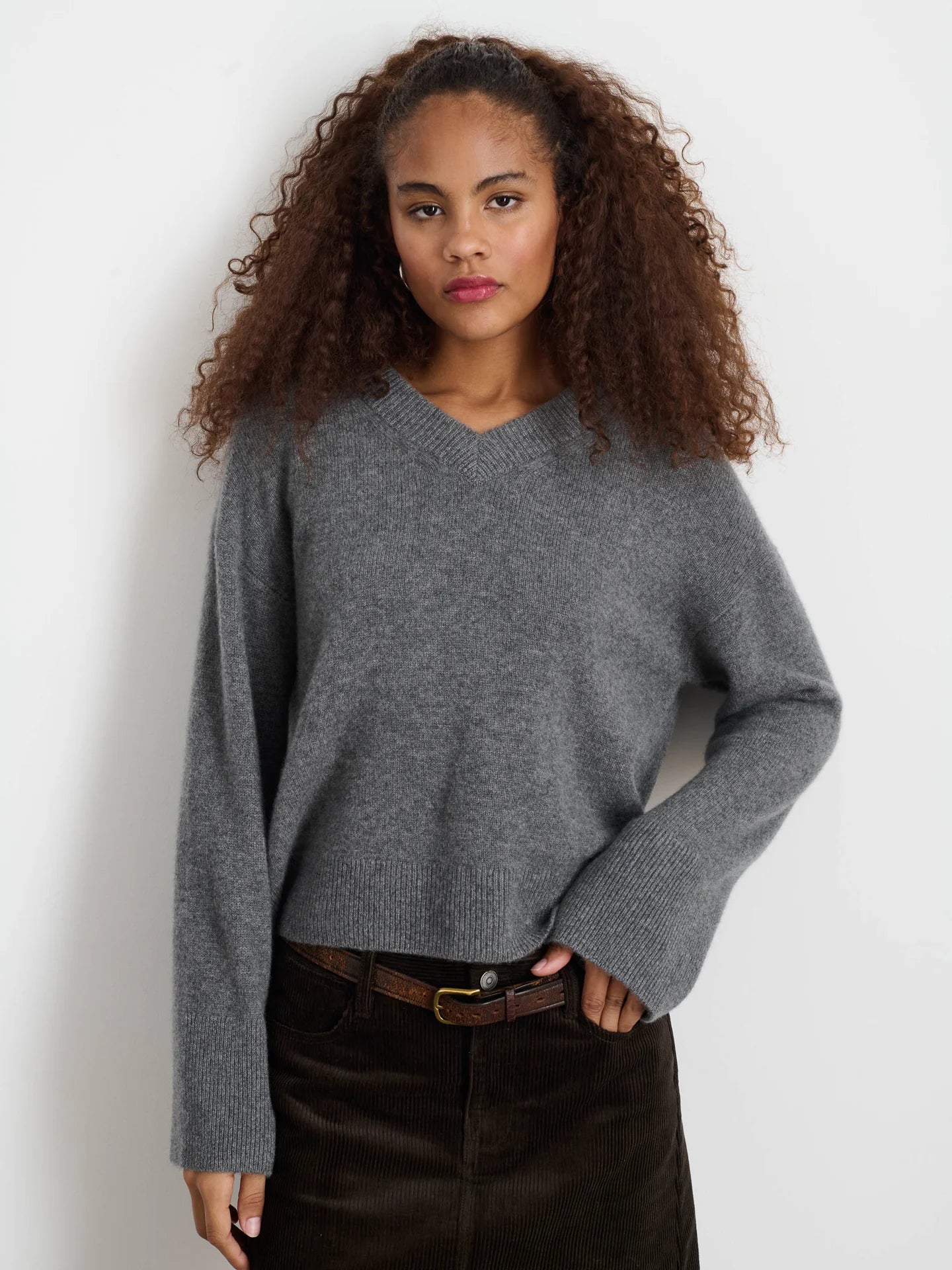 Rowan V Neck Sweater in Cashmere