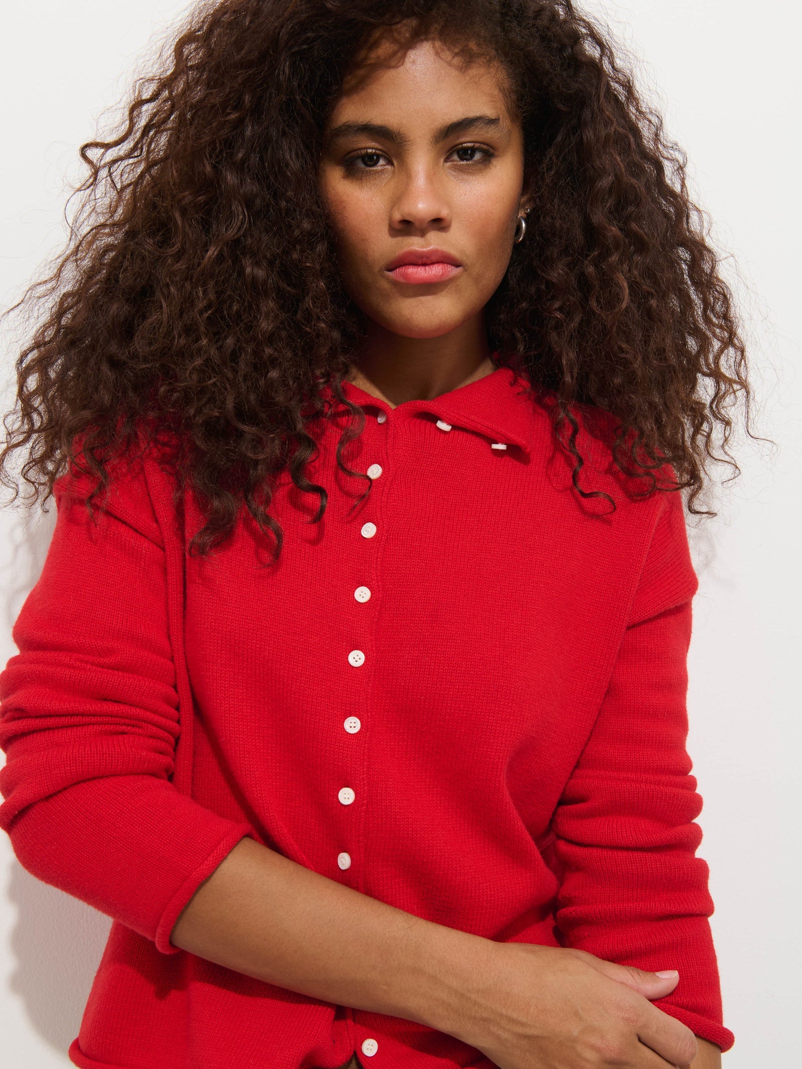 Taylor Cardigan in Cotton Cashmere - Fire Red