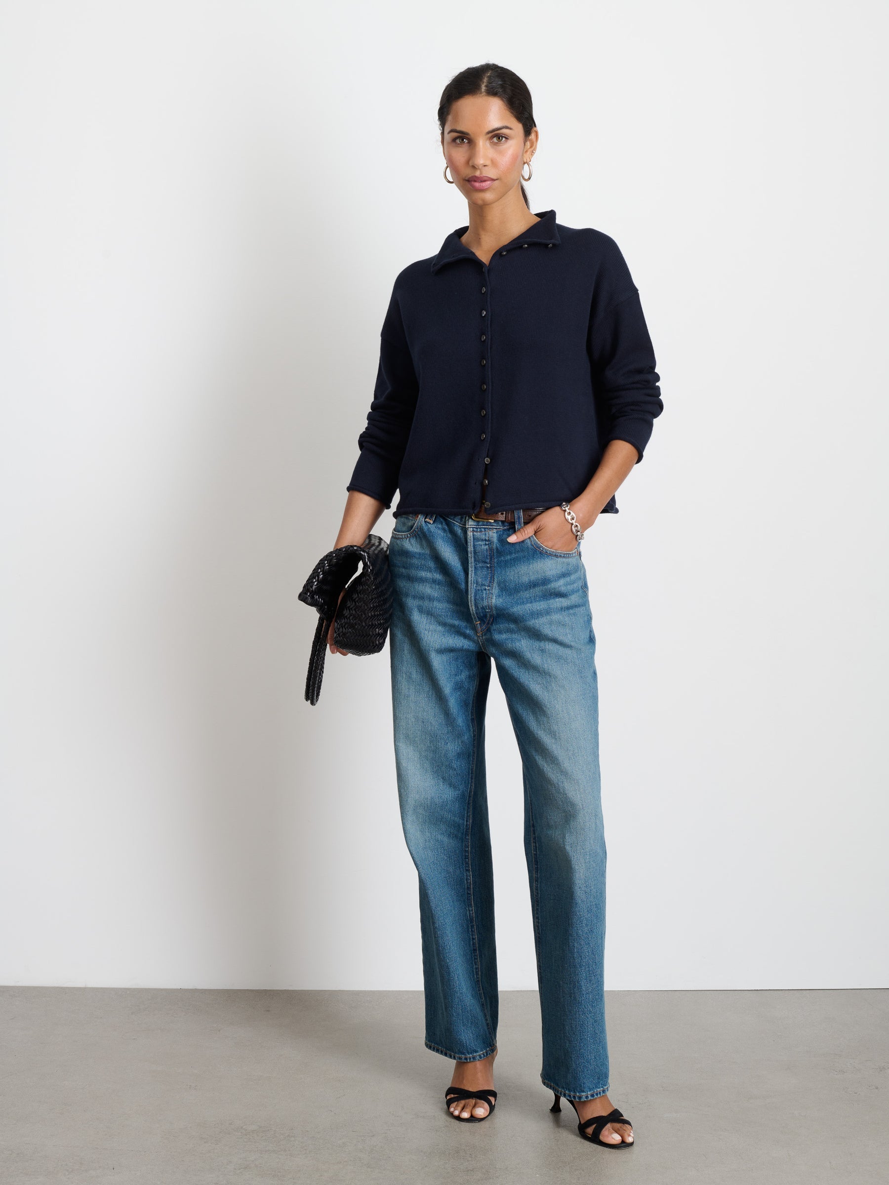 Taylor Cardigan in Cotton Cashmere - Navy
