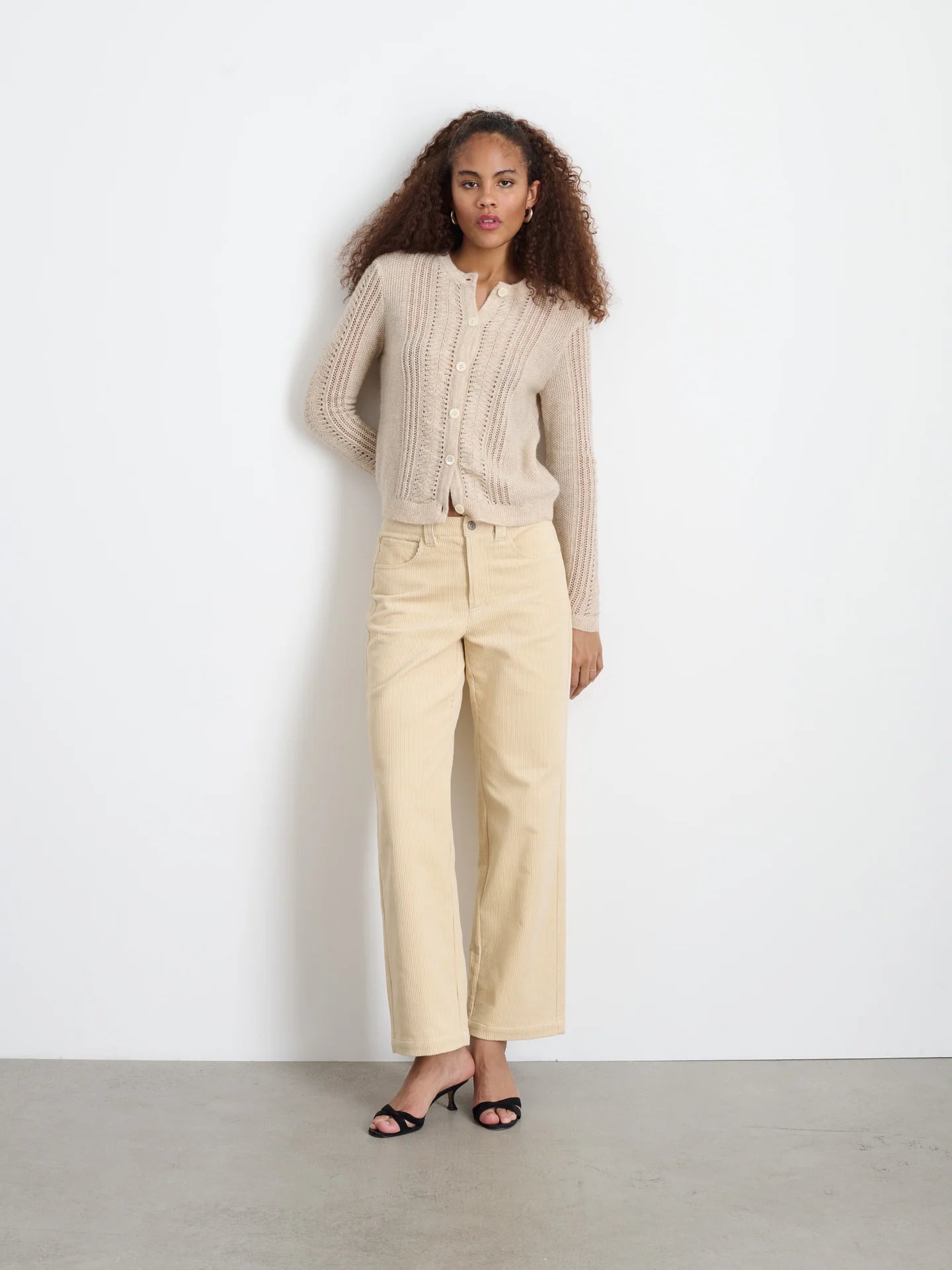 Addison Cardigan in Mohair Wool Cotton - Champagne