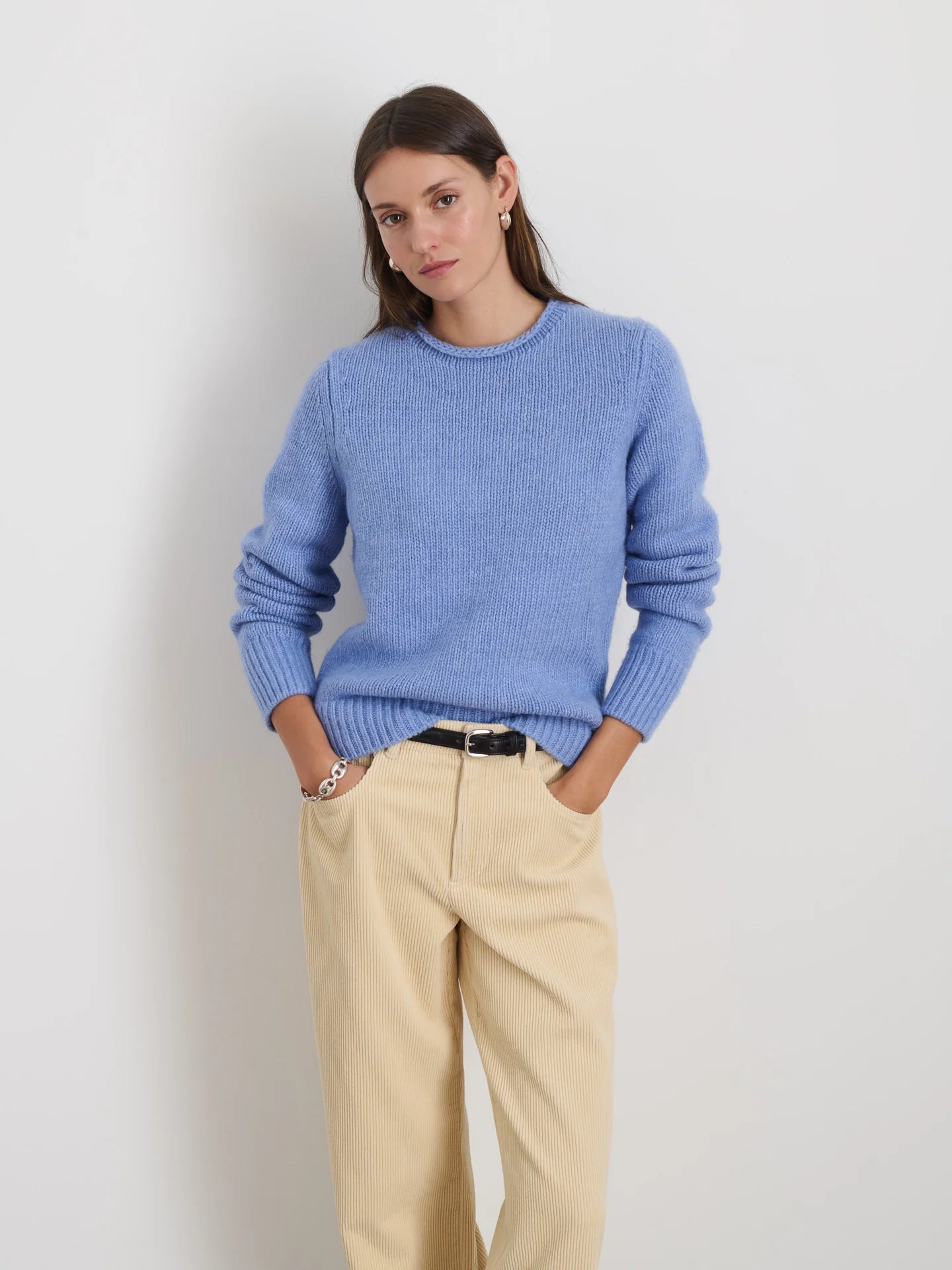 Jaime Sweater in Merino Wool - Cornflower Blue