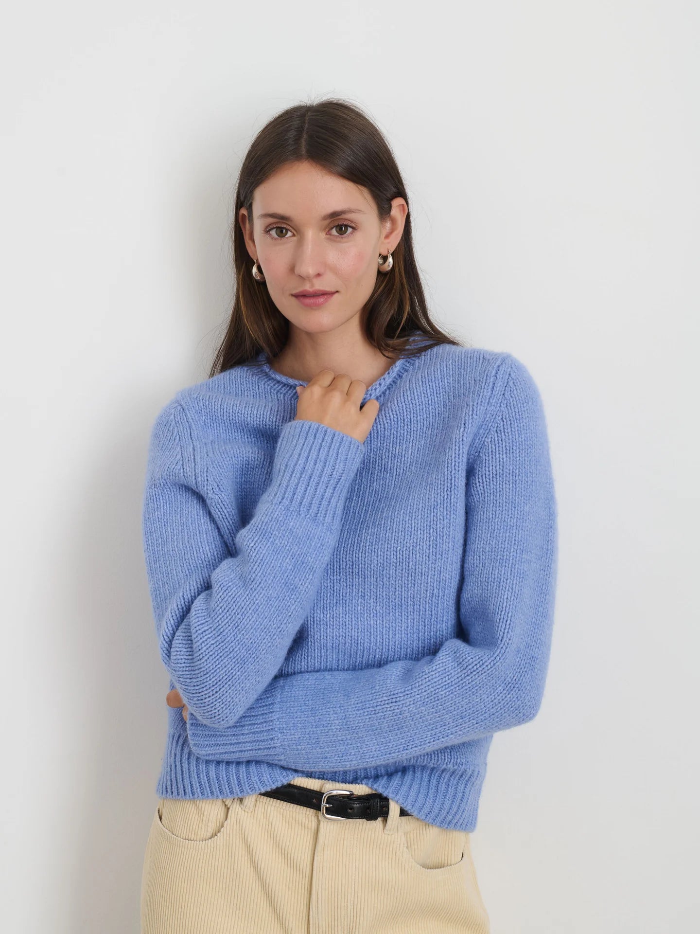 Jaime Sweater in Merino Wool - Cornflower Blue