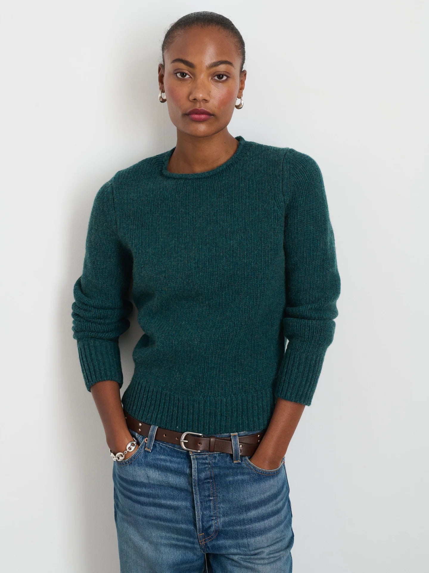 Jaime Sweater in Merino Wool - Dark Cedar