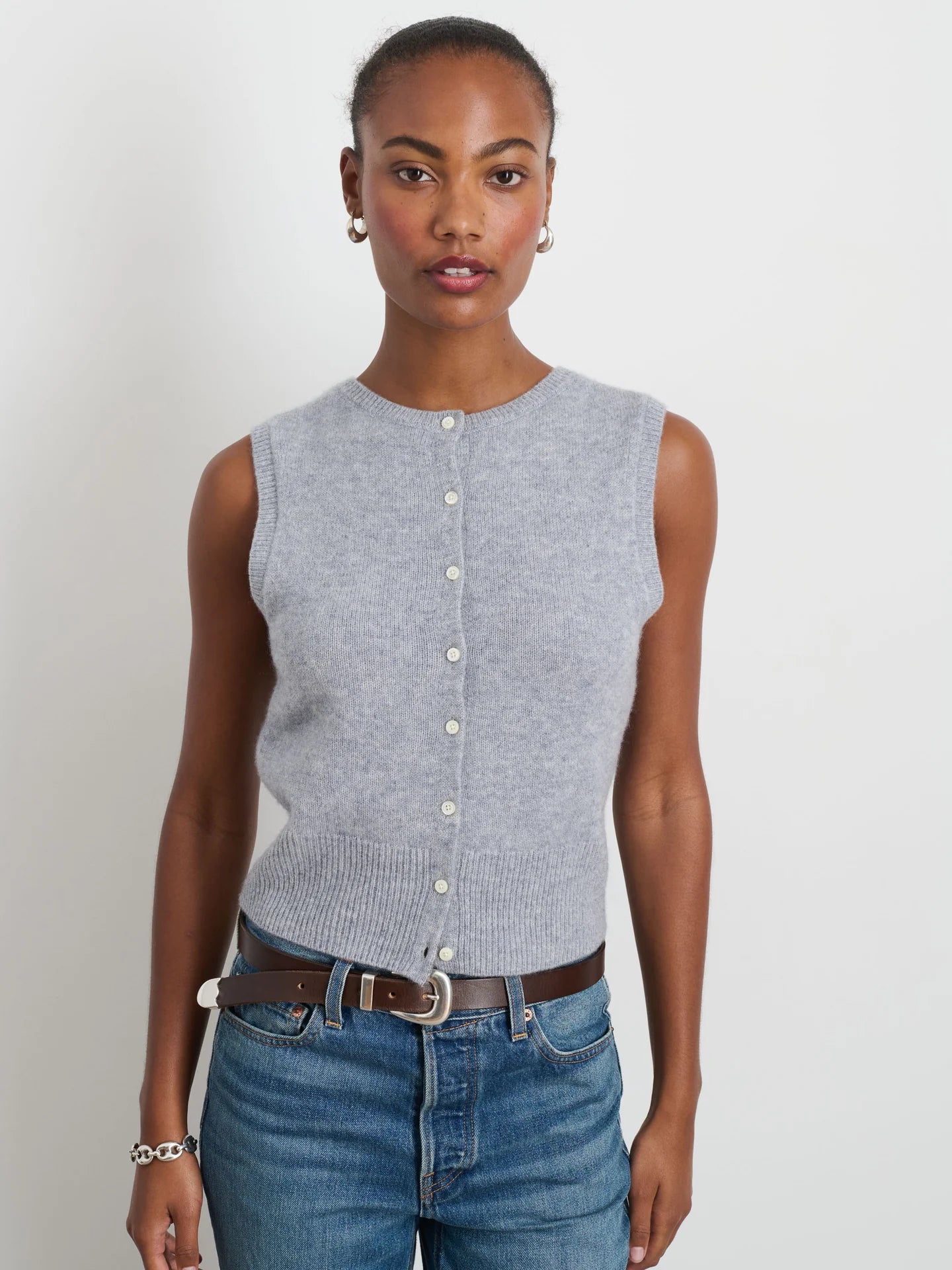 Lucie Vest in Cashmere - Icy Gray