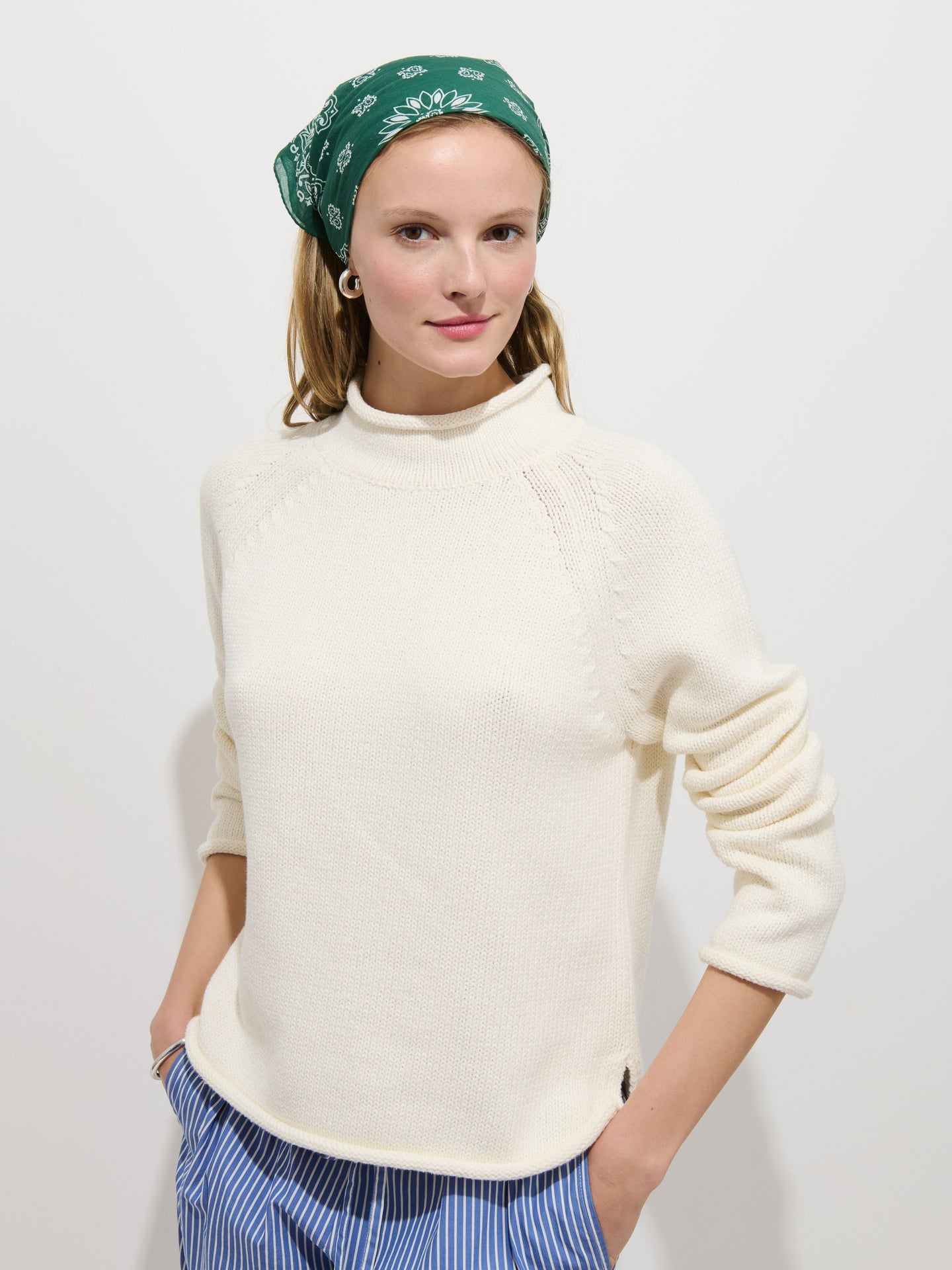 Eastport Rollneck in Cotton -  Sea Salt